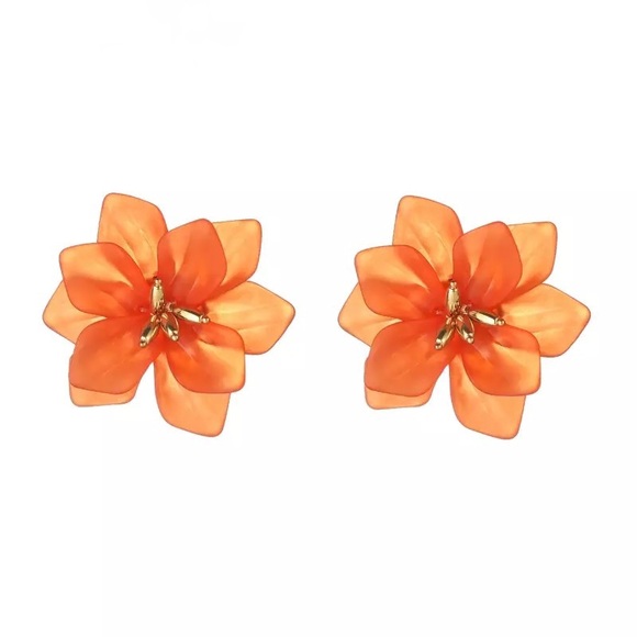 2x$10✨ SALE Orange Flower Earrings - Picture 2 of 2